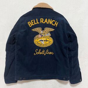 極美品!!◆幻のボアジャケット◆ Schott N.Y.C. ワークジャケット コーデュロイ BELL RANCH 裏地キルティング 紺 ネイビー ショット 刺繍 