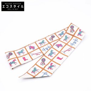 美品 HERMES エルメス 22AW Couvertures et Tenues de Jour 馬衣と馬着 シルク100% ツイリー スカーフ マルチカラー レディース