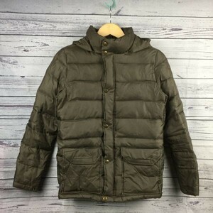 （処分市）moussy★ダウンジャケット【S/カーキ】スナップボタン/着脱可フード/マウジー◆BA109-B