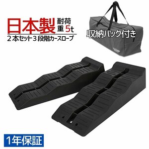 日本製 ３段階カースロープ ２個セット 耐荷重５t 専用バッグ付き スロープ ジャッキアップ ローダウン 整備工具 1年保証 TD1070-HB ●