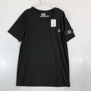 未使用 Lowren ローレン フィットネス 半袖Tシャツ ブラック 冷感生地 36(Sサイズ) 袖ワッペン 刺ロゴ ⑥