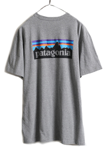 ■ パタゴニア プリント 半袖 Tシャツ ( メンズ L ) 古着 Patagonia アウトドア フィッツロイ P-6 ロゴT プリントTシャツ クルーネック 灰