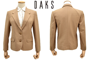 L-1628★美品★DAKS ENGLAND ダックス イングランド★正規品 秋冬 ウール ベージュ色 テーラードジャケット 7号-S AB2