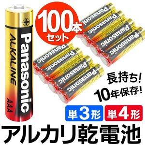 パナソニック Panasonic アルカリ乾電池 100本セット 大量 単3形 防災 まとめ買い 電池 おもちゃ 家電 送料無料- 60N◇ 金パナ4P×25:単3