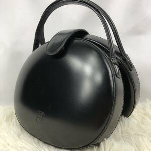 美品　ロエベ　LOEWE ハンドバッグ ブラックレザー 本革 トート ポーチ　カーフレザー　ミニ　