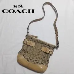 極美品 COACH シグネチャー キャンバス レザー ショルダーバッグ