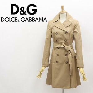 国内正規品◆D&G ドルチェ＆ガッバーナ リボンベルト付 コットン ダブル スプリング コート ベージュ 36