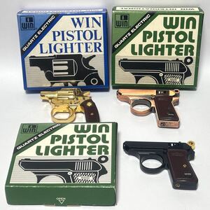 (72) WIN PISTOL LIGHTER 6500 / WINCOLT64 ピストルライター ガスライター 3点セット ゴールド ブラック BA 日本製 アンティーク 喫煙具