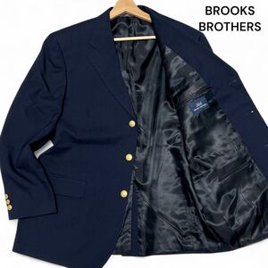 美麗品◎XLサイズ位!!ブルックスブラザーズ【光輝く金ボタン】BROOKS BROTHERS 紺ブレ ジャケット 金ボタン ネイビー ウール 秋冬◎メンズ