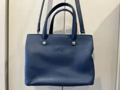 【美品】Longchamp ロンシャン 青 レザー ハンドバッグ