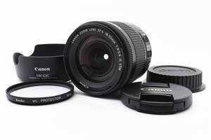 超美品 Canon EF-S 18-55mm f/4-5.6 IS STM ズームレンズ ブラック フードフィルター付き キヤノン 611