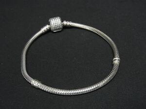 1円 ■美品■ PANDORA パンドラ SV925 ラインストーン バングル ブレスレット アクセサリー レディース シルバー系 FF7925