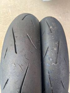 中古 ダンロップ α-13 sp Hレンジ 110/70R17 140/70R17 前後セット DUNLOP CBR MC41センター山あり α13sp