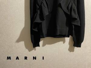 ◯ イタリア製 MARNI フリル クレープ ニット / マルニ ギャザー ウール セーター スウェット ブラック 黒 38 Ladies #Sirchive