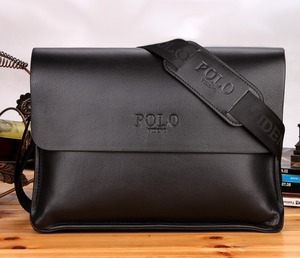 【限定特価】 POLO VIDENG 新品 メンズ ショルダーバッグ ブラック 黒 横型 高級PUレザー ビジネス 大人気ブランド 多機能 上質 質感