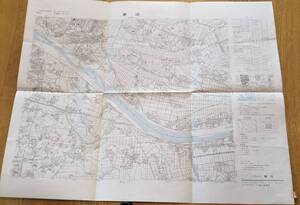 昭和52年国土地理院妻沼地図（足利南部）　東武鉄道熊谷線路線一部・東京三菱電機工場・利根工業団地・利根川刀水橋・熊谷市舘林市一部等