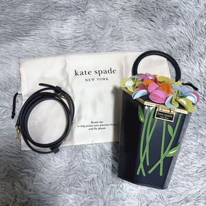 状態良 kate spade ケイトスペード 3D フラワー ブーケ ショルダーバッグ ハンドバッグ レディース