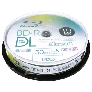 同梱可能 BD-R DL ブルーレイ２層式 録画用 ビデオ用10枚組 50GB 6倍速対応 Lazos L-BDL10P/2686ｘ３個セット/卸