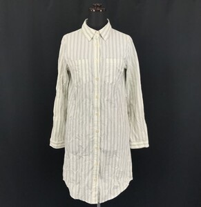 INGNI★長袖/シャツワンピース【women’s size -M/グレー×白/ストライプ】shirt◆BG990