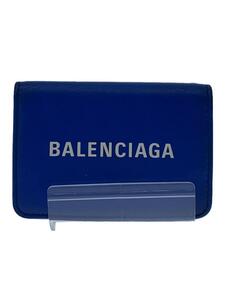 BALENCIAGA◆3つ折り財布/羊革/BLU/無地/メンズ/551921