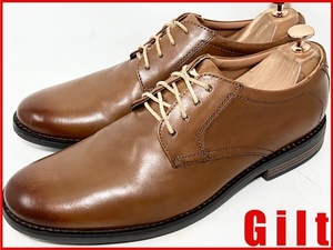 即決★美品 Clarks★UK8G=約26cm レザープレーントゥシューズ クラークス 茶 ブラウン ドレス ビジネス 本革 革靴