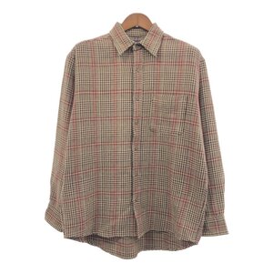 90年代 J.CREW ジェイクルー ネルシャツ 長袖シャツ 千鳥格子 チェック ブラウン (メンズ M) Q0916