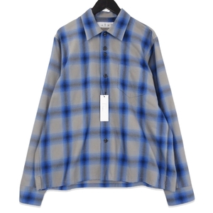 未使用 BAL バル 長袖チェックシャツ BAL-2093 PLAID FLANNEL SHIRT フランネルシャツ オープンカラー ブルー 2 タグ付き 71010595