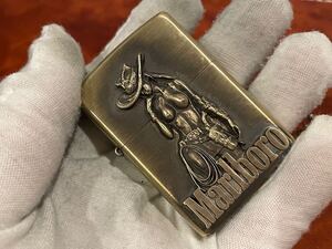 1円 ZIPPO ライター マルボロ Marlboroジッポ Zippoオイルライター真鍮製 中古品 喫煙グッズ ジッポー 火花確認済R657005