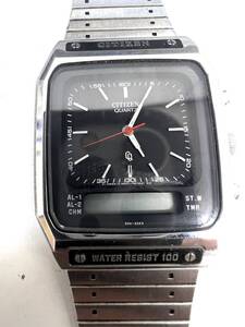 ●【ジャンク】CITIZEN QUARTZ シチズン クオーツ WATER RESIST 100 8950-084608 Y アナデジ アナログ デジタル 腕時計 ブラック文字盤