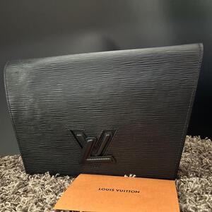 1円~【美品】ルイヴィトン LOUIS VUITTON セカンドバッグ クラッチバッグ トラペーズ エピ レザー ノワール 黒　メンズ　ビジネス