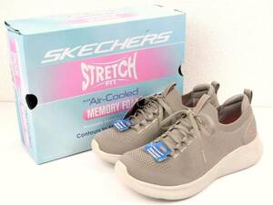 【訳あり未使用】SKECHERS SKECH 通気性◎ 超軽量 ストレッチニットメッシュスニーカー 左24cm 右22.5cm トープ/ピンク 定価8250円【1220】