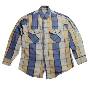 The ALASKAN 中古【古着】ヴィンテージ ネルシャツ 70年代 Flannel shirt Blue/Beige (M) 70’s