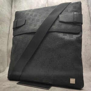 未使用保管品●dunhill ダンヒル メンズ ディーエイト D8 ショルダーバッグ ボディバッグ サコッシュ A4収納可 PVC 革 レザー 黒 ブラック