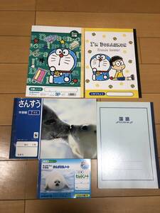 送料込 5冊セット 算数 (さんすう) 国語 方眼 自由帳 メモ帳ノート ドラえもん