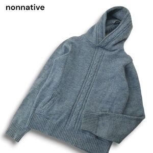 nonnative ノンネイティブ 秋冬★ ニット ケーブル編み パーカー セーター カジュアル 長袖 グレー Sz.S位 メンズ　A4T11418_A#K