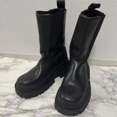 ZARA 厚底 サイドゴアブーツ チェルシーブーツ 23.5cm M ブラック