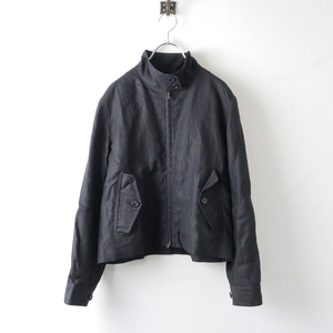 定価5.3万 2022SS マーガレットハウエル MARGARET HOWELL DENSE LINEN POPLIN リネン ブルゾン 1/ブラック アウター【2400014138542】