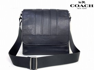 極美品★送料無料★完売モデル コーチ メンズ COACH ボンド ペブルド レザー メッセンジャーバッグ ショルダーバッグ ブラック