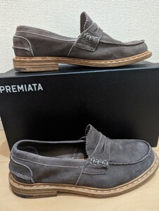 PREMIATA プレミアータ SAHARA 箱付 ローファー 7.5 実寸:26.5〜27cm GRY スウェード コインローファー　使用回数:2回