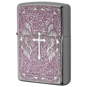 Zippo ジッポライター クロス Cross 十字架 ピンク ＃200 メタルプレート 両面加工 ニッケルメッキ 2MPP-Cross PK メール便可