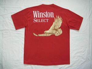 ☆ 90s USA製 ビンテージ Winston ウィンストン ロゴ ポケット Tシャツ 赤 ☆古着 企業物 タバコ Marlboro マルボロ Newport 80s オールド