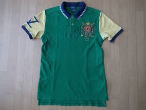 POLO RALPH LAUREN 刺繍 半袖 ポロシャツ ボーイズサイズL 16 18 ポロ ラルフローレン キッズ 子供 乗馬 エンブレム ロゴ 半袖 カットソー