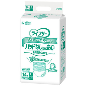 （ケース販売）ライフリー 尿とりパッドなしでも長時間安心パンツ Lサイズ／14枚入×4袋（ユニ・チャーム）約7回分吸収 55665