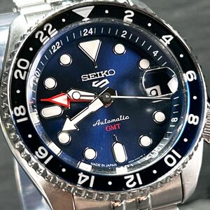 美品 流通限定モデル SEIKO セイコー 5 SPORTS ファイブ スポーツ SKX GMT 腕時計 SBSC003 自動巻き 機械式 ブルー 箱付き 動作確認済