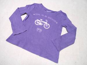 ∮163 110cm べべ　長袖Tシャツ　パープル　自転車