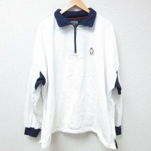 XL/古着 ラルフローレン Ralph Lauren チャップス 長袖 ブランド ハーフジップ スウェット メンズ 80s ワンポイントロゴ 大きいサイズ 白