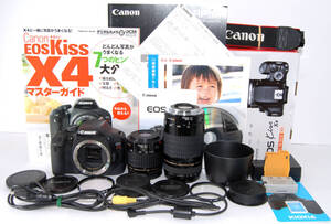 ◆初心者入門＆付属品多数 Canon キャノン EOS Kiss X4 純正＆超望遠Ｗズームレンズセット