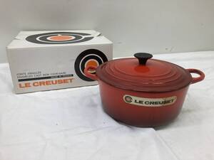 ★◆【USED】LE CREUSET ルクルーゼ 両手鍋 22ｃｍ 赤 RED 調理器具 80サイズ