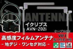 フィルムアンテナ & ケーブル コード 2本 セット イクリプス ECLIPSE 用 AVN-Z02i用 VR1 コネクター 地デジ ワンセグ フルセグ