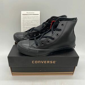 【23.5cm】新品 CONVERSE LEA ALL STAR HI BLACK MONOCHROME コンバース レザー オールスター ハイ ブラック モノクローム (1C075) 3246